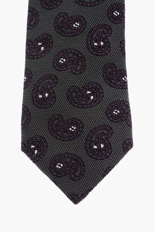 All Over Paisley Motif Silk Tie
