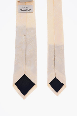 CC COLLECTION Paisley Patterned Solid Color Silk Tie