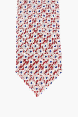 CC COLLECTION Geometric Patterned Silk and Cotton Tie