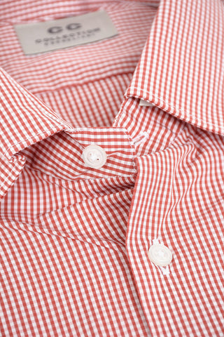 CC COLLECTION Button-down Collar Gingham Patterned Cotton Shirt