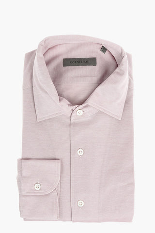 Camicia in Cotone Bird's Eye con Collo Francese