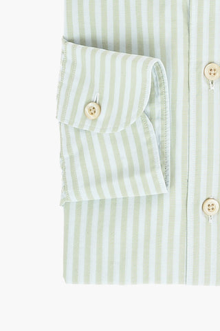 Mandarin Collar Awning Stripe Shirt