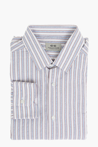 CC COLLECTION Balanced Stripe Cotton Blend Shirt