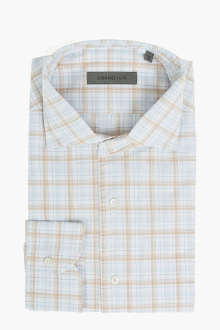 Camicia a Quadri in poplin di Cotone con Collo Francese