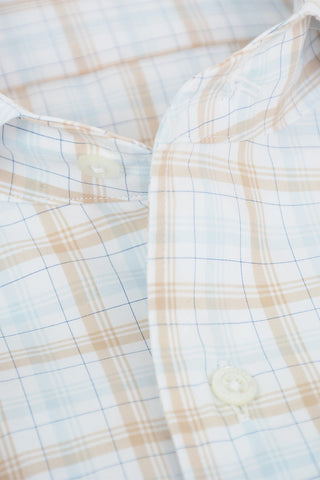 Camicia a Quadri in poplin di Cotone con Collo Francese