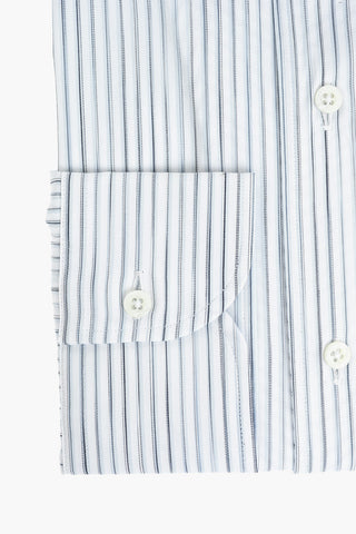 Poplin Cotton Shirt in Unbalanced-stripe with Standard Collar