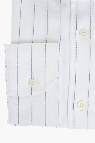 COUTURE Camicia in Herringbone di Cotone a Righe Hairline con Collo Francese