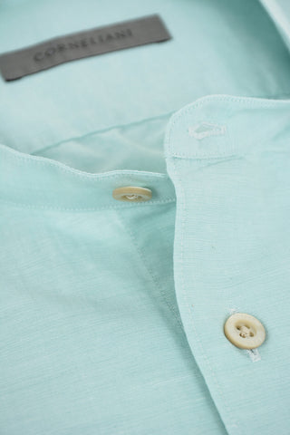 Camicia in Lino con Collo Coreano