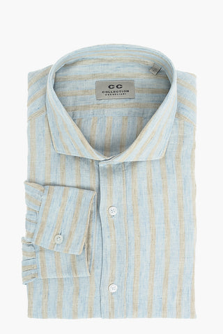 CC COLLECTION Flax Shirt in Awning-stripe with Classic Collar