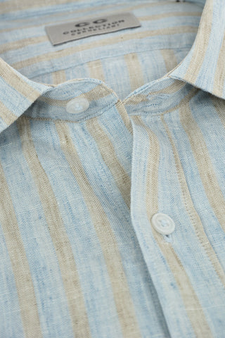 CC COLLECTION Flax Shirt in Awning-stripe with Classic Collar