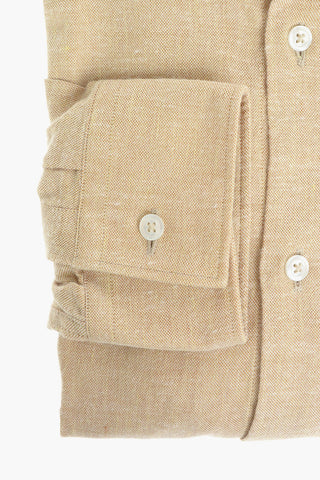 CC COLLECTION Standard Collar Flax and Cotton Shirt