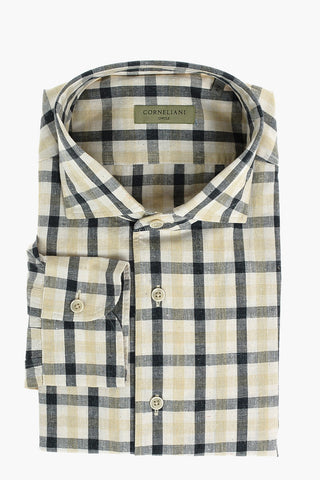 CIRCLE Recycled Cotton Shirt in Tattersall-check with Classic Collar