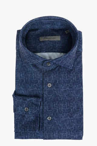 Standard Collar Fil a Fil Cotton Blend Shirt