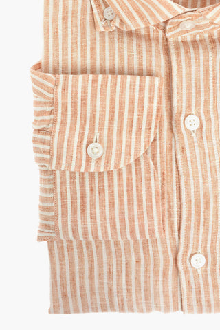 CC COLLECTION Camicia in Lino a Righe Awning con Collo Button-down