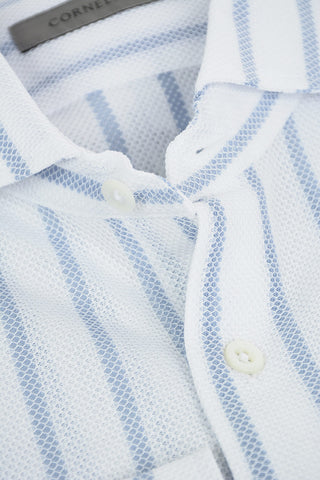 Awning Stripe Honeycomb Cotton Shirt