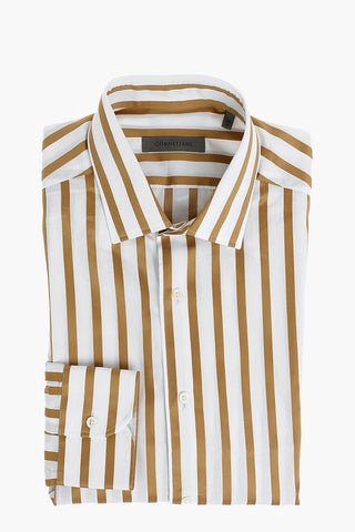 Poplin Cotton Shirt in Awning-stripe with Classic Collar