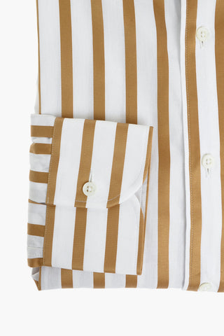 Poplin Cotton Shirt in Awning-stripe with Classic Collar