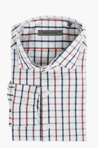 Poplin Cotton Shirt in Tattersall-check with Classic Collar