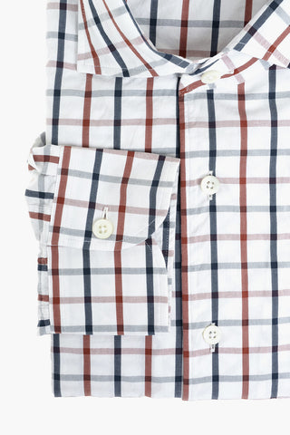 Poplin Cotton Shirt in Tattersall-check with Classic Collar