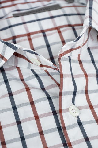 Poplin Cotton Shirt in Tattersall-check with Classic Collar