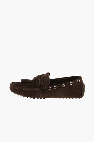 Suede Leather Boat Shoes With Tassels