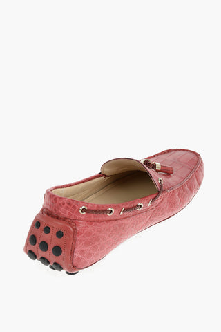 Crocodile Leather Boat Loafers With 24K Gold-Finished Tassels