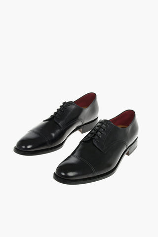 Scarpe Derby In Pelle Con Suole In Cuoio