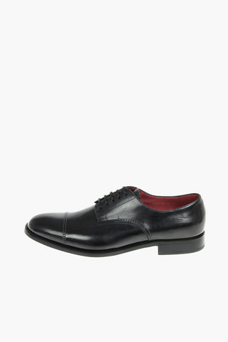 Scarpe Derby In Pelle Con Suole In Cuoio