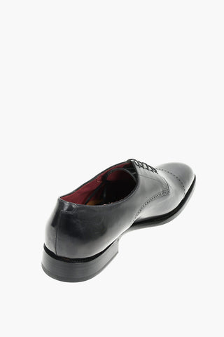 Scarpe Derby In Pelle Con Suole In Cuoio