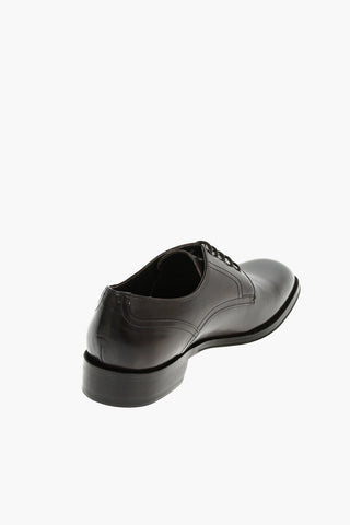 Leather Derby Shoes With Cuir and Rubber Soles