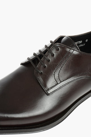 Leather Derby Shoes With Cuir and Rubber Soles