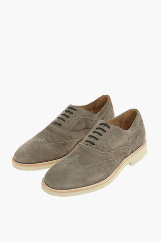 Leather Suede Oxford Shoes With Rubber Soles