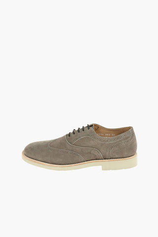 Leather Suede Oxford Shoes With Rubber Soles