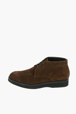 Suede Leather Desert Boots With Rubber Soles