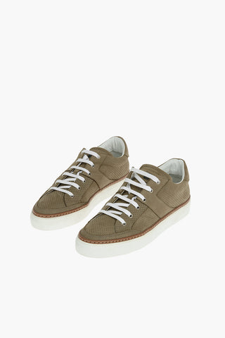 Suede Leather Sneakers With Rubber Soles