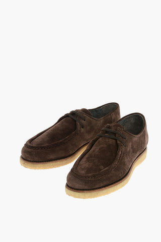 Suede Lace-up Loafers With Rubber Sole