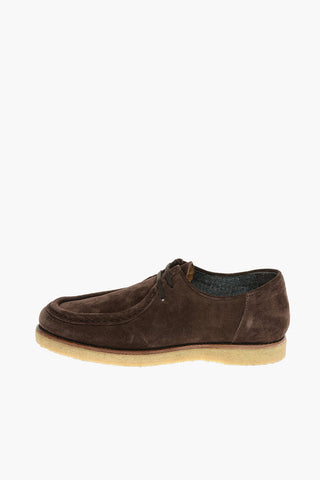 Suede Lace-up Loafers With Rubber Sole