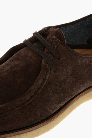 Suede Lace-up Loafers With Rubber Sole