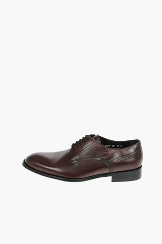 Scarpe Derby In Pelle Con Suola In Cuoio