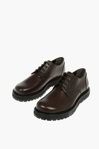 ID Leather Derby Shoes With Rubber Soles