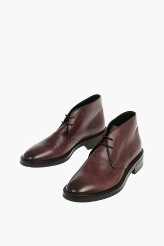 Leather Desert Boots With Rubber Soles