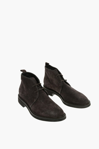 Suede Leather Desert Boots With Rubber Soles