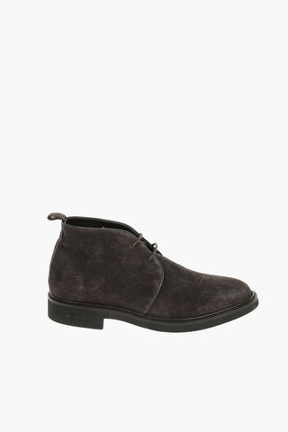 Suede Leather Desert Boots With Rubber Soles