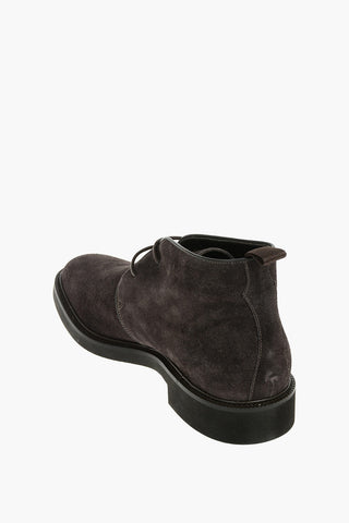 Suede Leather Desert Boots With Rubber Soles