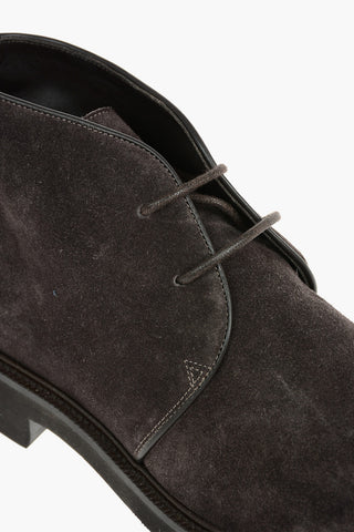 Suede Leather Desert Boots With Rubber Soles