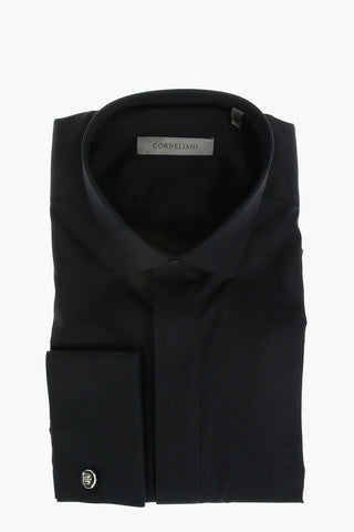 Poplin Cotton Shirt with Double Cuffs