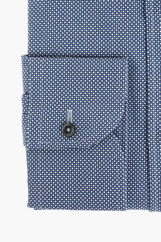 Abstract-patterned Cotton Shirt with Standard Collar