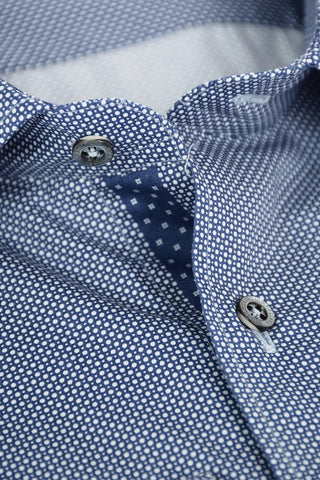 Abstract-patterned Cotton Shirt with Standard Collar