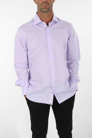 Abstract-patterned Cotton Shirt with Standard Collar