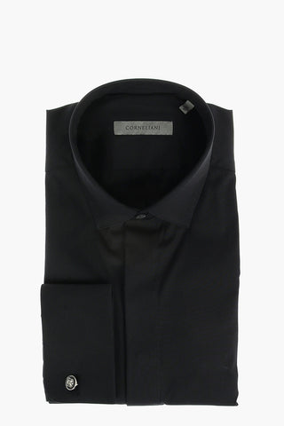 Stretchy Cotton Ceremony Shirt with Logoed Cufflinks